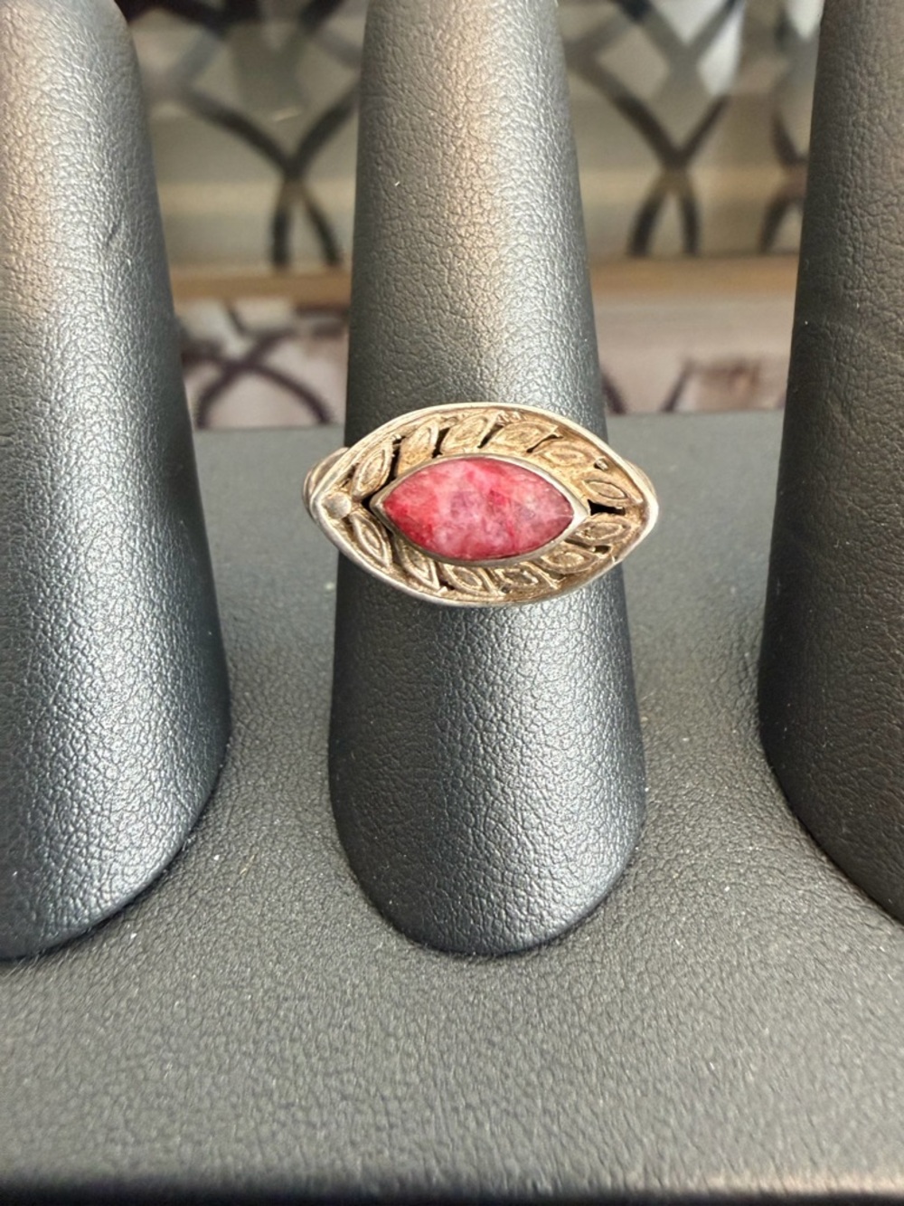 Vintage Sterling Silver Marquise Ruby Ring